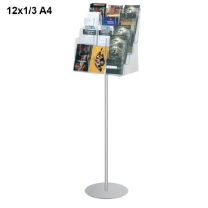 Floor standing brochure holder with 12 pockets 1/3 A4 - Image 1