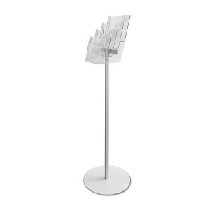 Floor standing brochure holder with 3 A4 pockets - Round Series