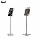 Free-standing brochure display stand 3 pockets A4 vertical