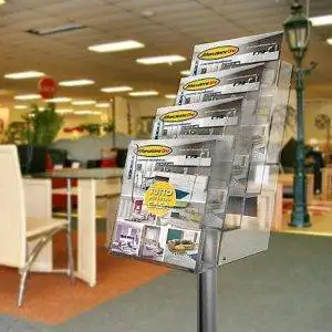 Floor-standing brochure holder with 4 A5 pockets