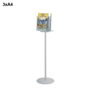 Floor stand swivel brochure holder with 3 vertical A4 pockets - Image 1