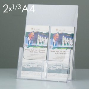 Desktop brochure holder. 2 side-by-side pockets, size 1/3 di A4 - Image 1