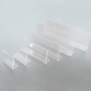 Porta nome / Segnaposto a L trasparente - 12pz - immagine 2