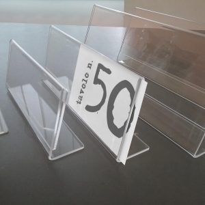 Porta nome / Segnaposto a L trasparente - 12pz - immagine 4