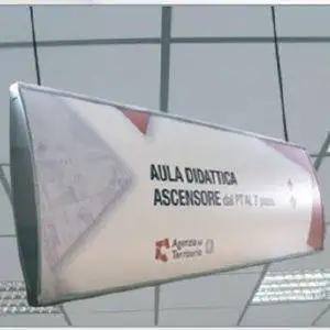 Targa a soffitto da 21 cm completa di foglio pvc trasparente antiriflesso e cavi in acciaio