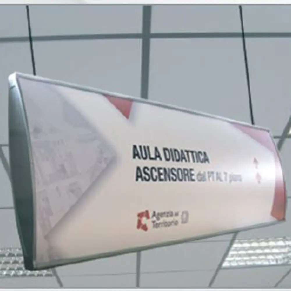 Targa a soffitto da 21 cm completa di foglio pvc trasparente antiriflesso e cavi in acciaio