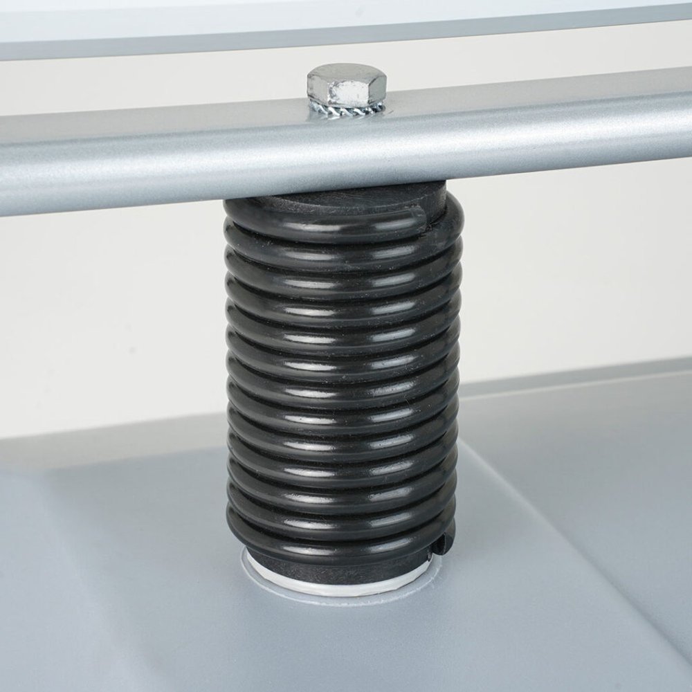 Cornice scatto bifacciale con base zavorrabile e molle anti vento dettaglio molla