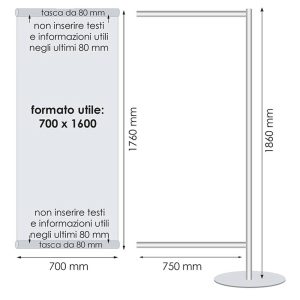 espositore porta banner per bandiere bidacciali dettaglio