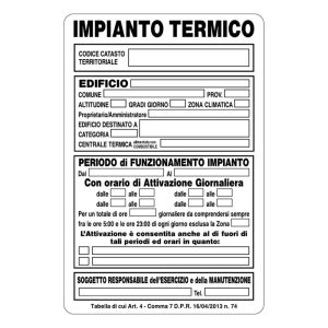Cartello alluminio 200x300 centrale termica informazioni