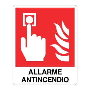 Cartello alluminio 250x310 pulsante segnalazione antincendio