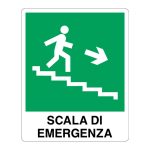 Cartello alluminio 250x310 scala di emergenza a destra
