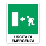 Cartello alluminio 250x310 uscita di emergenza a sinistra