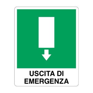 Cartello alluminio 250x310 uscita di emergenza in basso