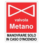 Cartello alluminio 250x310 valvola metano manovrare ina caso di incendio
