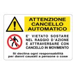 Cartello alluminio 300x200 attenzione cancello automatico