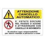 Cartello alluminio 300x200 attenzione cancello automatico