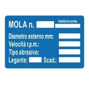 Cartello alluminio 300x200 mola n fabbricante diametro esterno mm