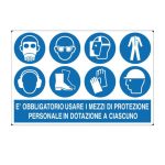 Cartello alluminio 300x200 obbligo di usare i mezzi di protezione personale in dotazione a ciascuno