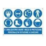 Cartello alluminio 300x200 obbligo di usare i mezzi di protezione personale in dotazione a ciascuno