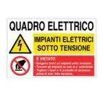 Cartello alluminio 300x200 quadro elettrico impianti elettrici sotto tensione