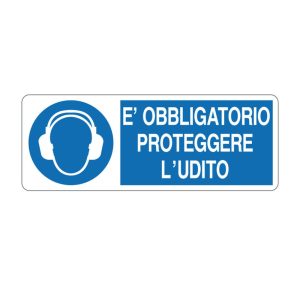 Cartello alluminio 330x125 e obbligatorio proteggere l udito