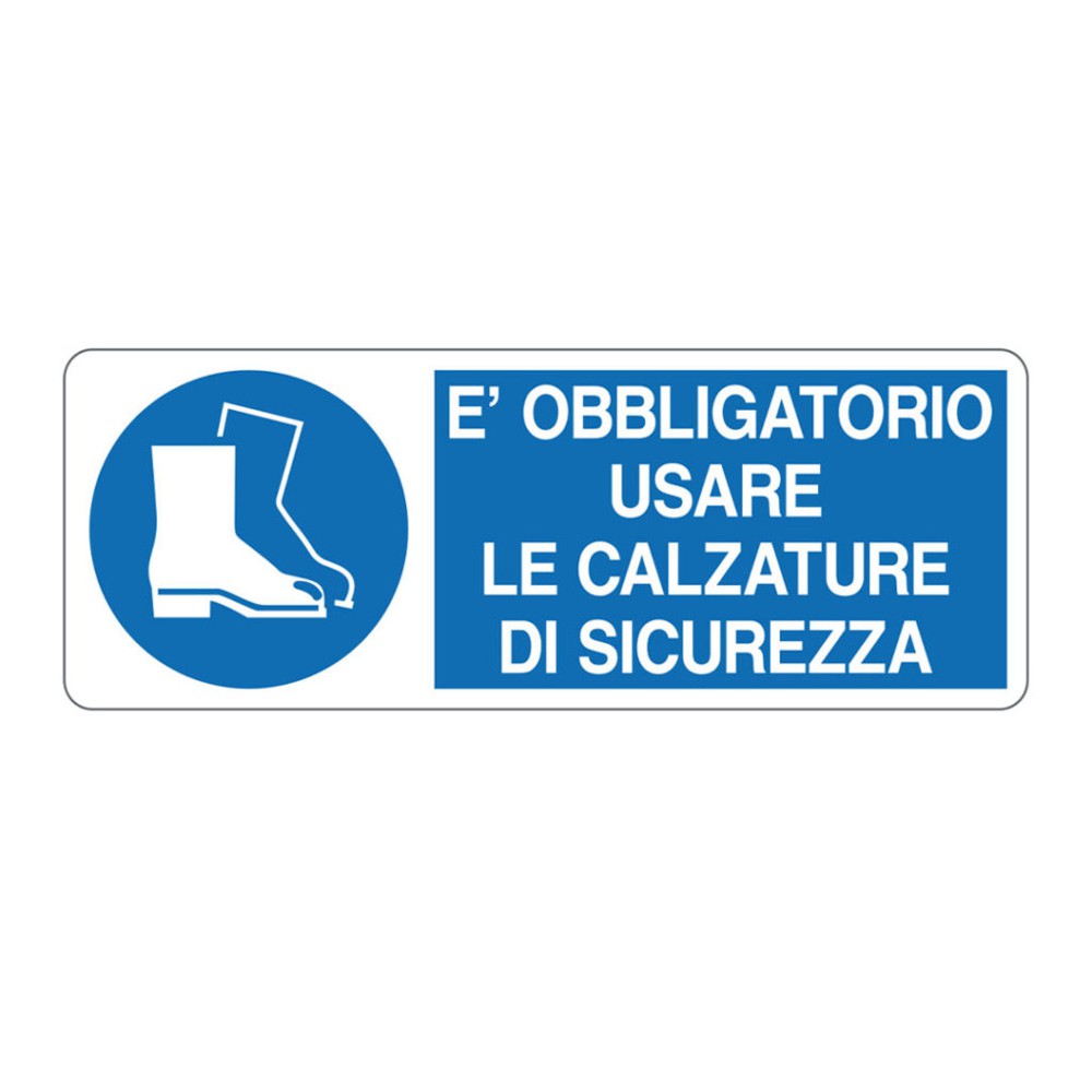 Cartello alluminio 330x125 e obbligatorio usare le calzature di sicurezza