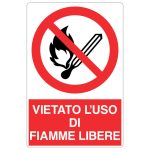 Cartello alluminio 330x500 vietato fumare e usare fiamme libere