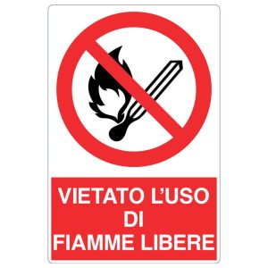 Cartello alluminio 330x500 vietato fumare e usare fiamme libere