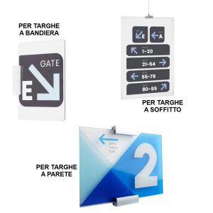 Distanziale sig clamp cromo lucido 80 mm per targhe senza fori a parete a bandiera e soffitto