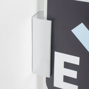 Distanziale sign clamp in alluminio cromato lucido per fissaggio a bandiera di targhe professionali senza fori