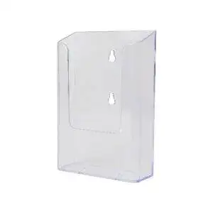 Portadepliant trasparente da parete con 1 tasca 1 3 A4 fori centrali