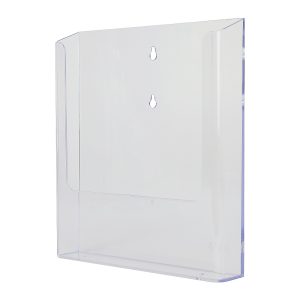 Portadepliant trasparente da parete con 1 tasca A4 fori centrali verticali