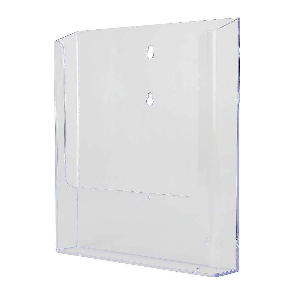 Portadepliant trasparente da parete con 1 tasca A4 fori centrali verticali