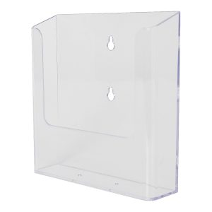 Portadepliant trasparente da parete con 1 tasca A5 fori centrali