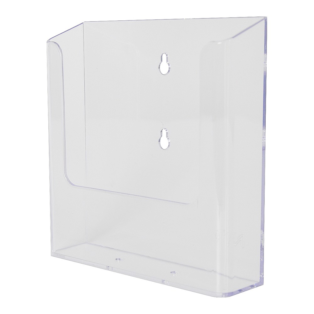 Portadepliant trasparente da parete con 1 tasca A5 fori centrali