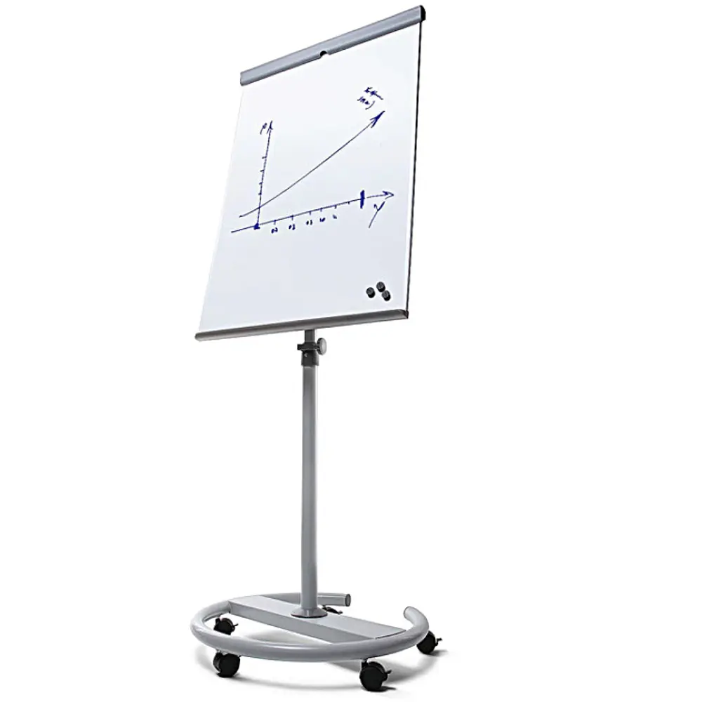 lavagna magnetica scrivibile autoportante con portablocco e base carrellata 2