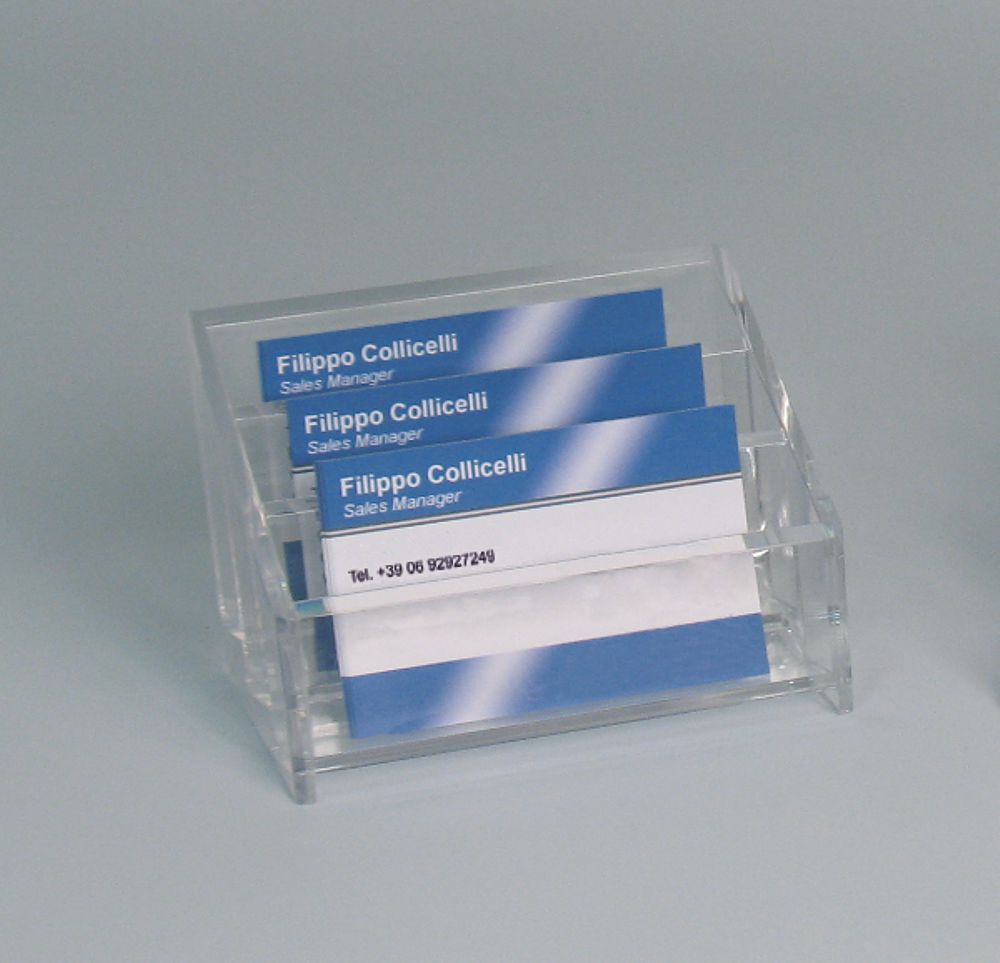 portabiglietti da visita banco orizzontale con 3 tasche