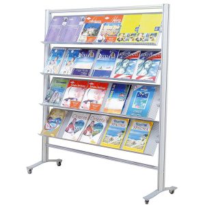 Espositore da pavimento su base carrellata DOPPIO (6xA4) - immagine 1