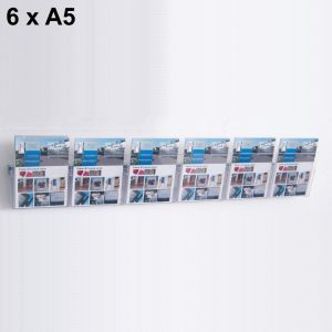 Portadepliant con barra di supporto a parete "Economy" 6 tasche A5 (15x21 cm.) – Image 1