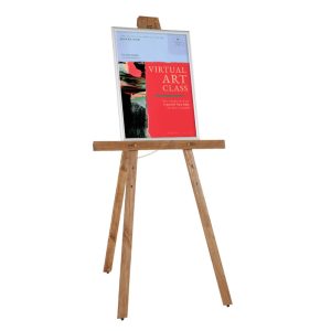 Cavalletto in legno porta cornici con maniglia