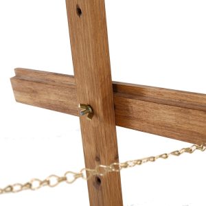 Cavalletto in legno porta cornici con maniglia dettaglio retro