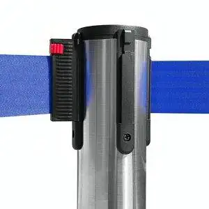 TENDILINEA SILVER polished steel stanchion with 3 meter blue tape - Image 2