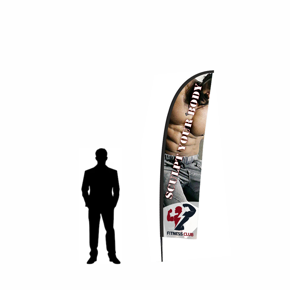 Bandiera pubbicitaria a ala h 3 completa di stampa