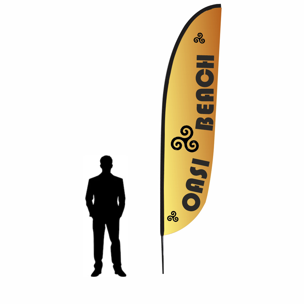 Bandiera pubbicitaria a piuma h 4 completa di stampa