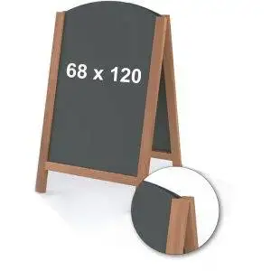 Lavagna a cavalletto bifacciale con cornice in legno FAST SWITCH FLAT 68x120 finiture in teak.