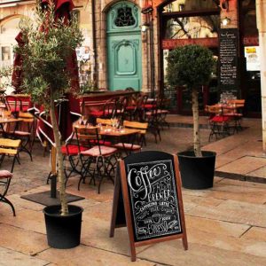 Lavagna a cavalletto bifacciale con cornice in legno FAST SWITCH FLAT 68x120 finiture in teak. - immagine 2