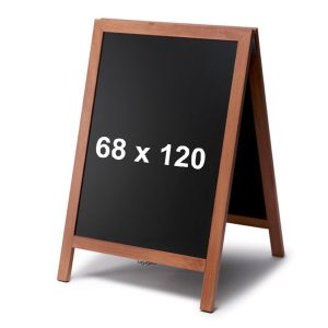 Lavagna a cavalletto bifacciale con cornice in legno FLAT 68x120 finitura in teak - immagine 1