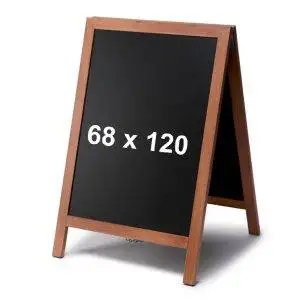 Lavagna a cavalletto bifacciale con cornice in legno FLAT 68x120 finitura in teak