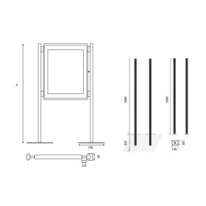 Coppia montanti bacheca esterno disegno