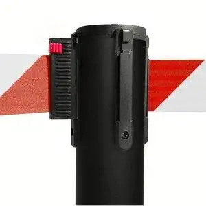 Colonnina segnapercorso tendi nastro nera DA ESTERNO con nastro bianco-rosso da 3 metri e base tassellabile - immagine 2